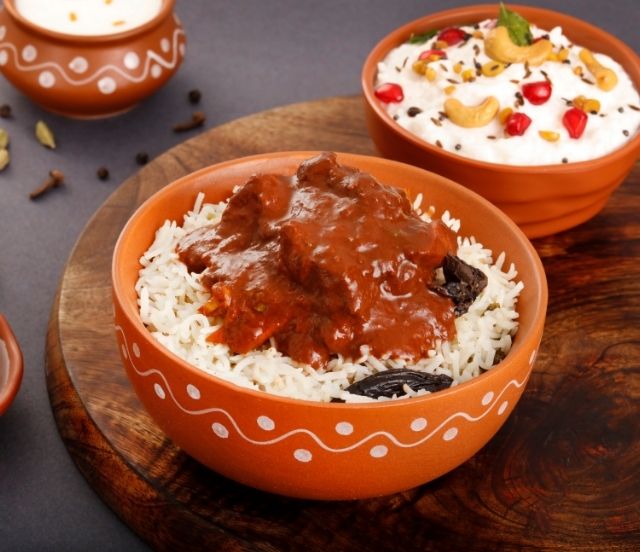 Chicken Curry with Bagara Rice